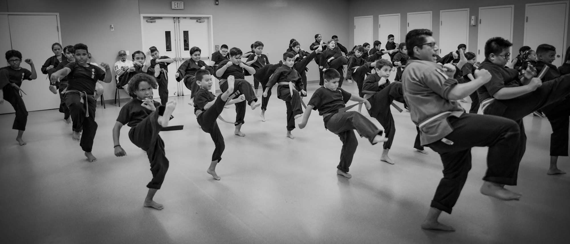 image of an advanced karate class at Grandmaster Quinton Egson Dojo